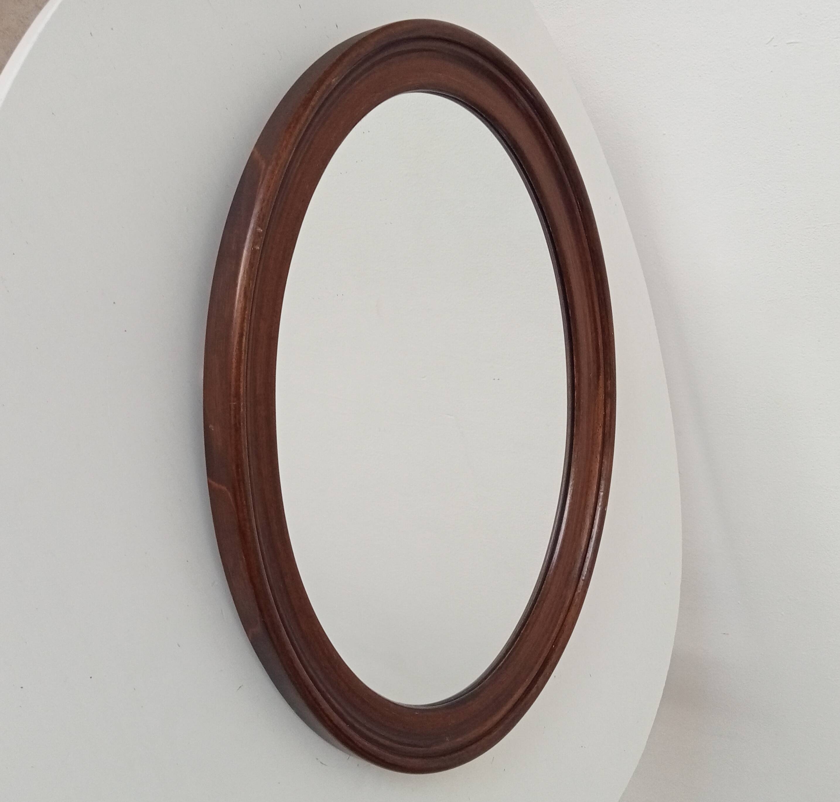 Miroir ovale en bois, années 60