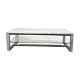Rectangular coffee table in travertine, glass and aluminium L120