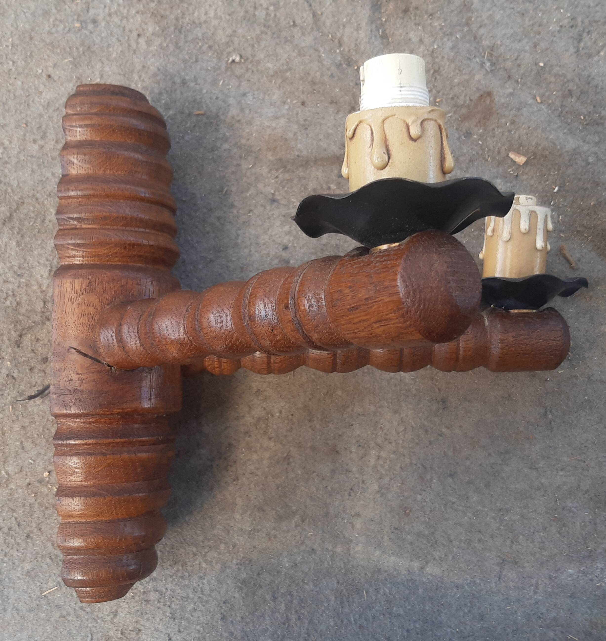 Brutalist turned wood wall light