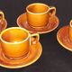 4 bistro coffee cup and sub-cup set 80s