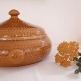 Soupière légumier vintage faïencerie Gien ambre