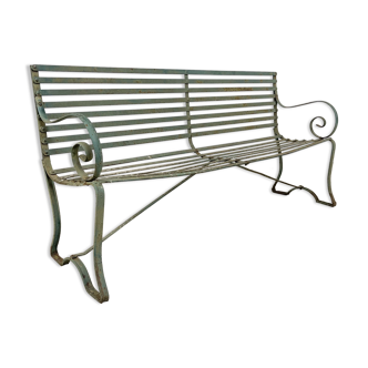 Antique wrought iron metal garden bench USA