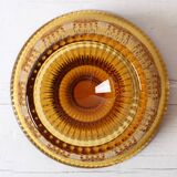 Mid-century Amber Honey Pedestal Bowl / Modern Vintage / Godinger / 1990s