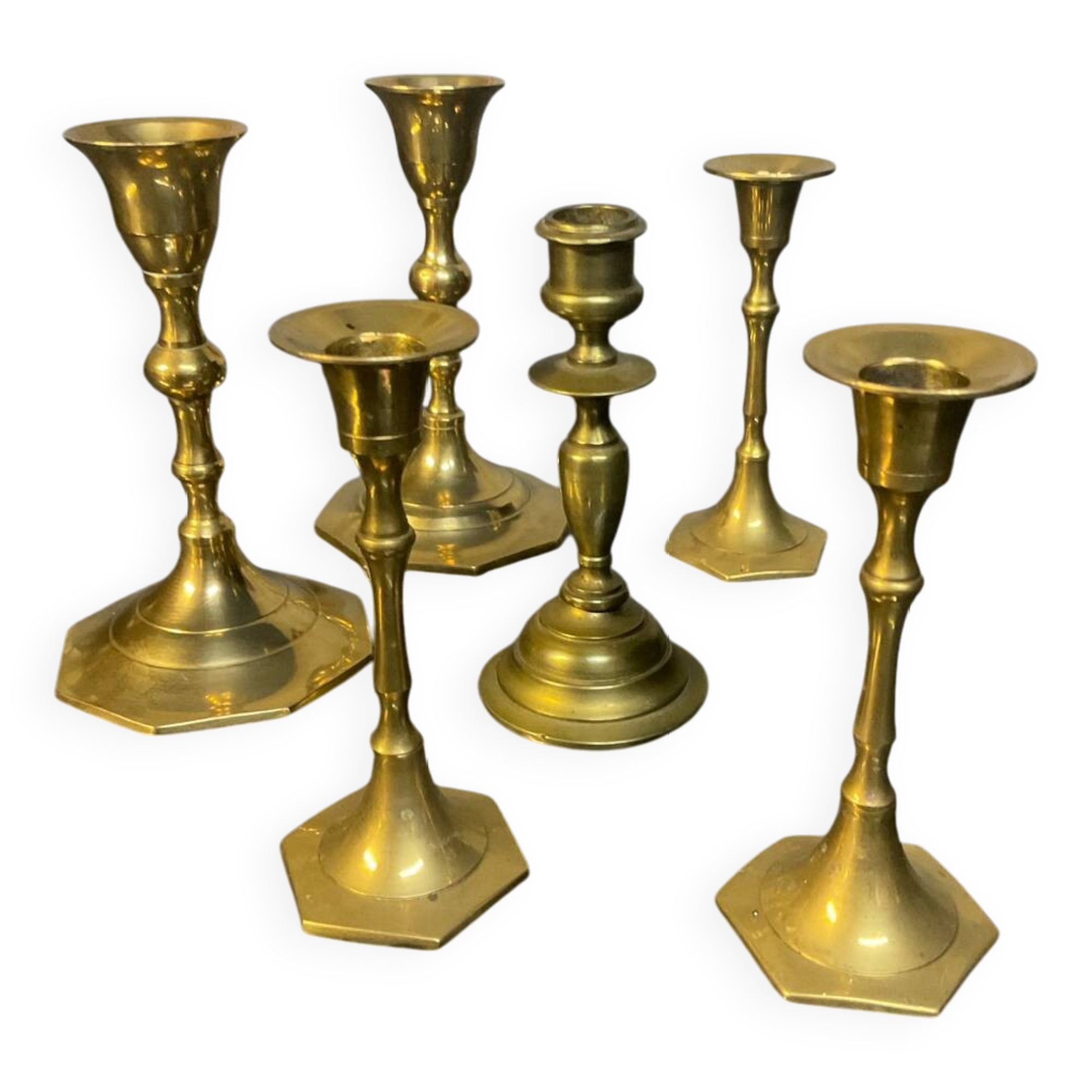 Set of 6 vintage bronze candlesticks