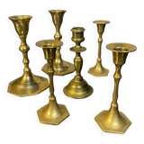 Set of 6 vintage bronze candlesticks