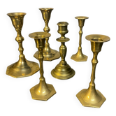 Set of 6 vintage bronze candlesticks
