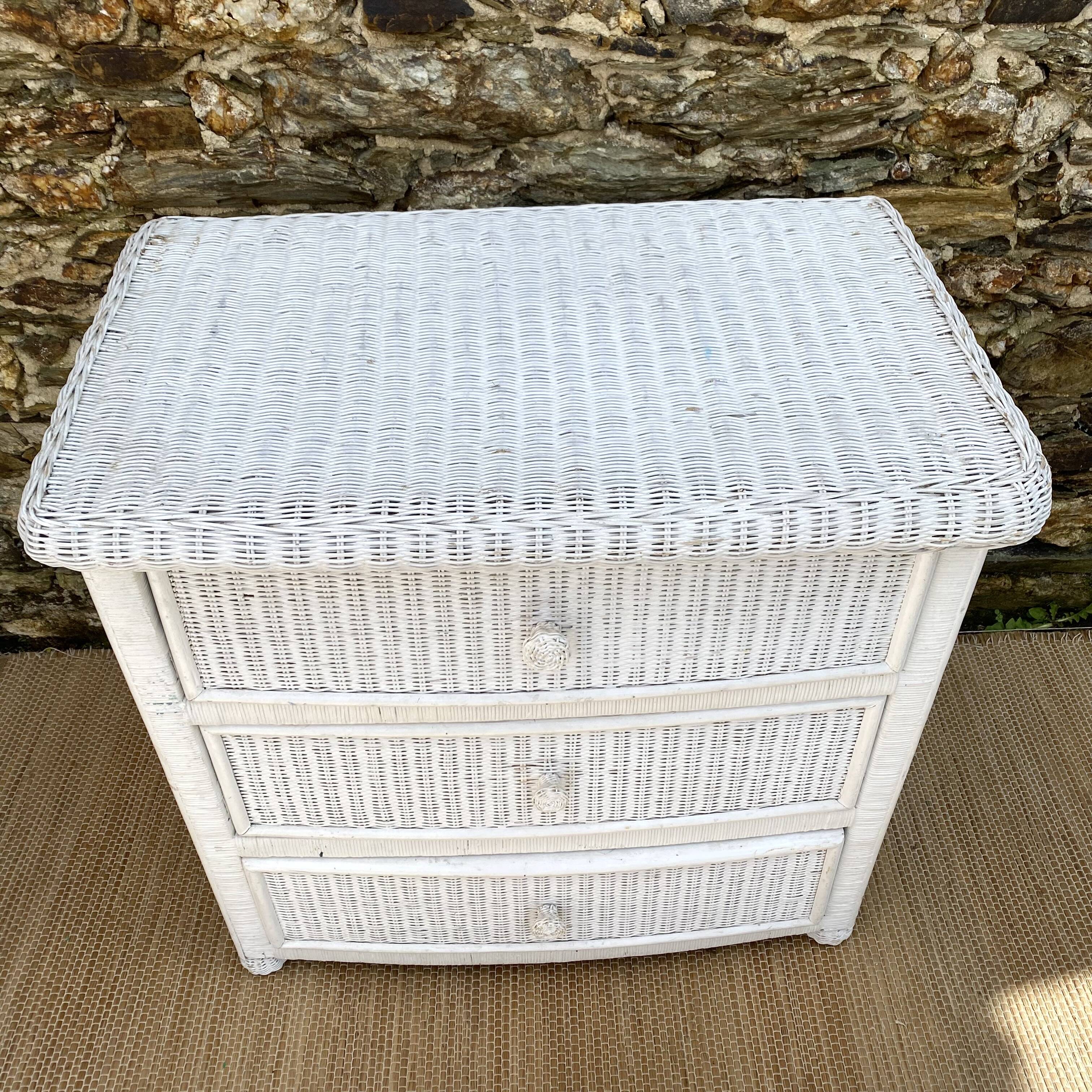 80s rattan chest of drawers