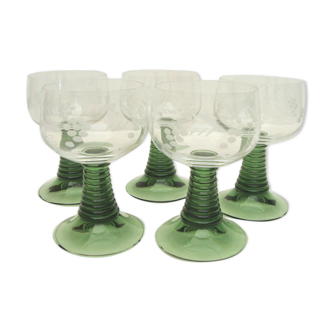 Set of 5 crystal Alsace wine glasses