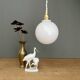 Vintage globe pendant light in white opaline