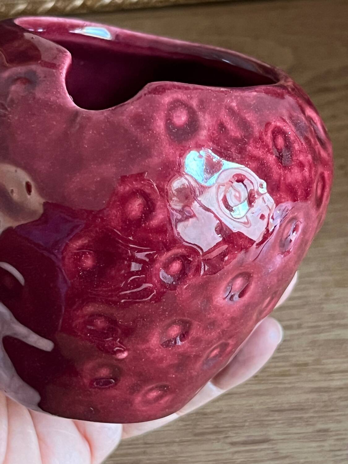 Strawberry slip jam jar