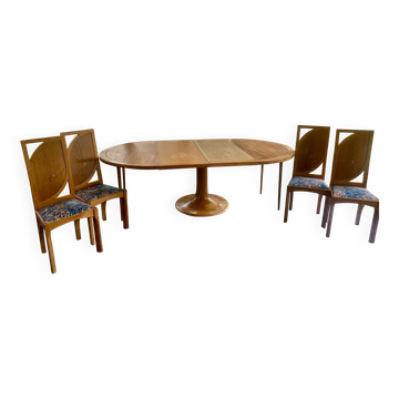 Ensemble table et chaise en orme desmarchelier