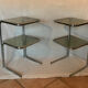Bedside tables 70s glass and chrome