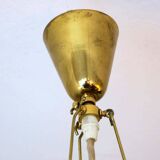 Doria Leuchten frosted glass and brass pendant light, 1970s