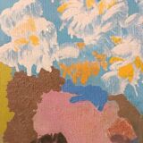 Still life painting - vase with flowers - dated 1972 signed - oil on panel