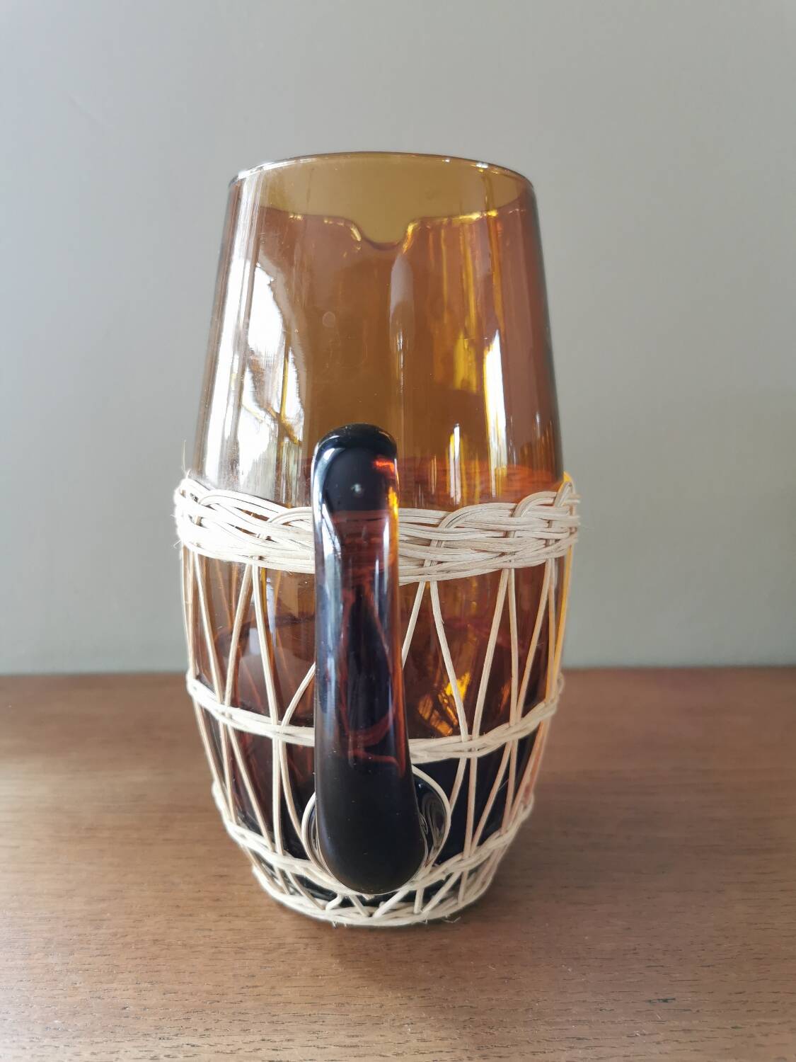 Vintage glass and wicker orangeade set