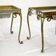 Pair of side tables, glass and brass, 1940s