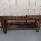 2m40 - Large old wooden workbench - vice - valet