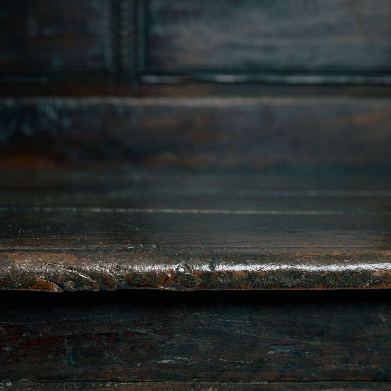 Antique walnut wooden Spanish siesta bench, Spain mid 1700s