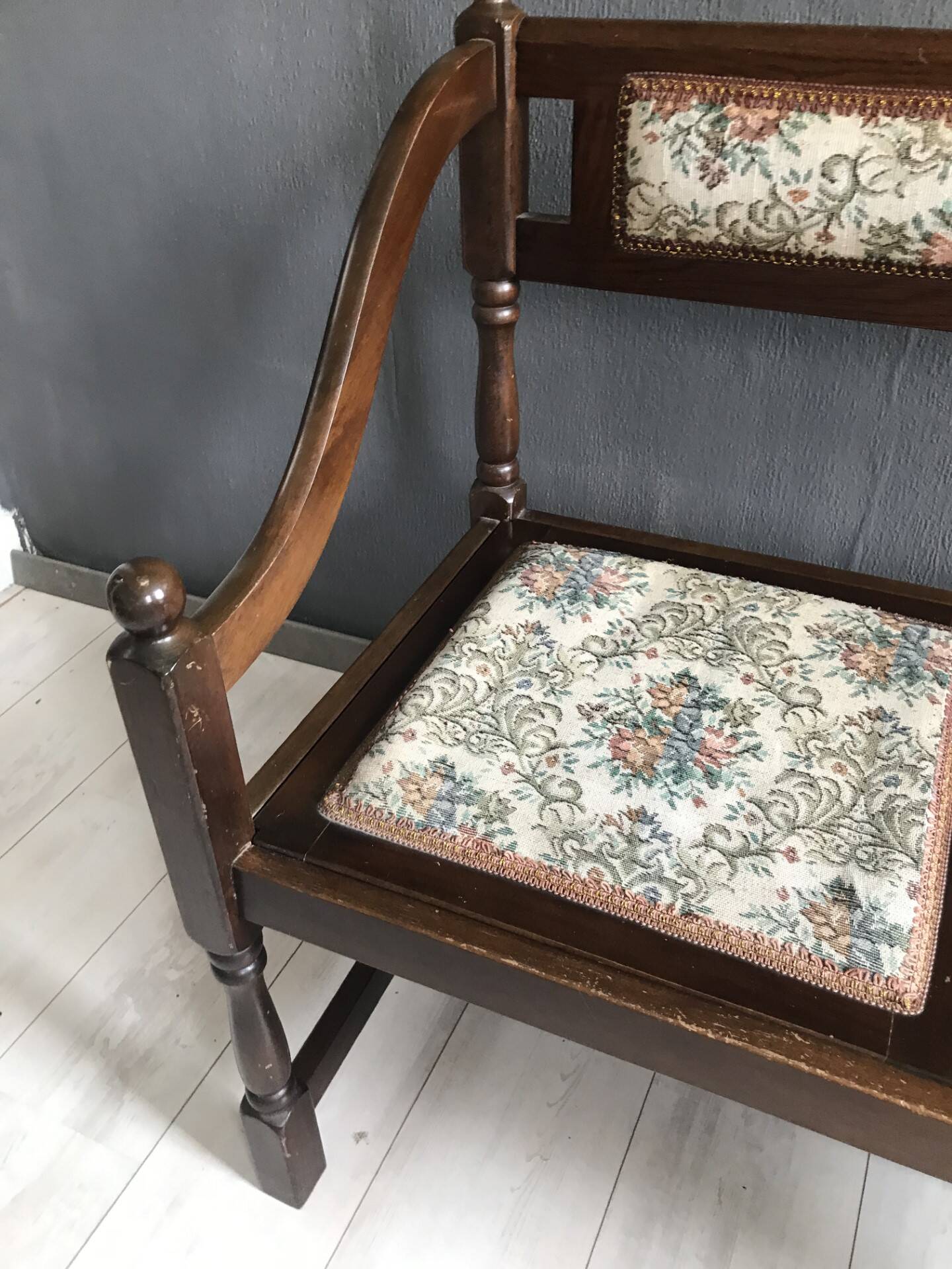 Vintage Antique Hall Bench 2-Person