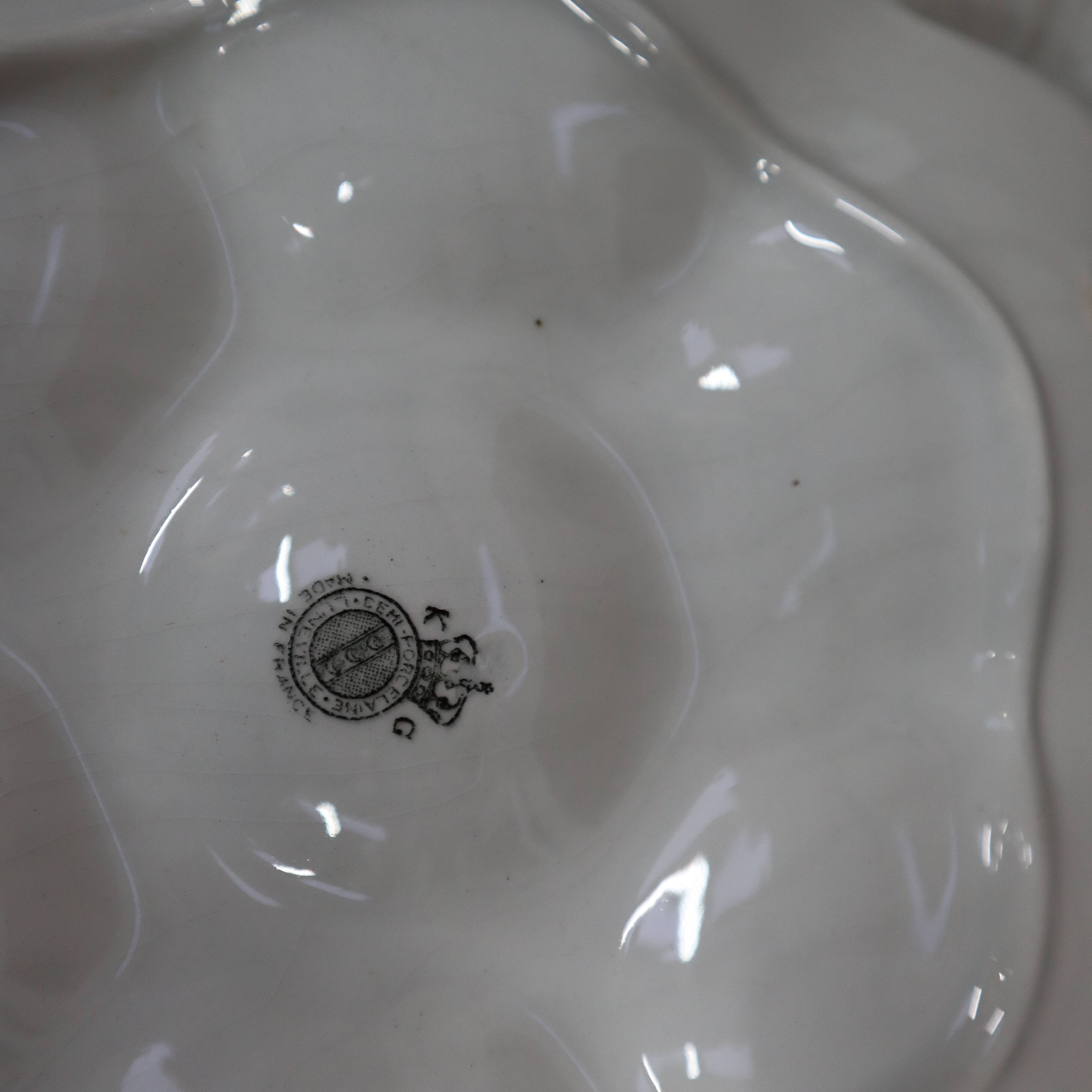 9 Oyster plates with black floral decoration KetG Luneville year 1940