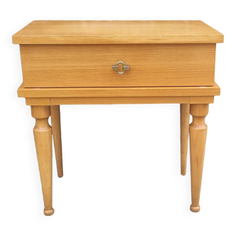 Table de chevet bois blond, vintage, années 60