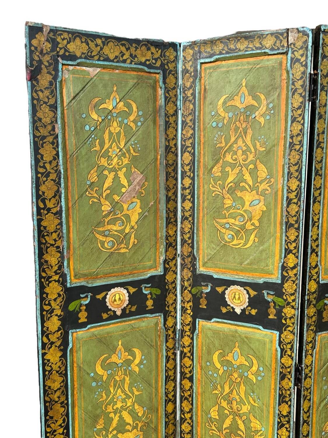 Painted Wooden Screen India 19th H 206 XL 171 Cm