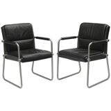 A pair of Bauhaus armchairs, chromed steel tubes, leather, Germany, 1970