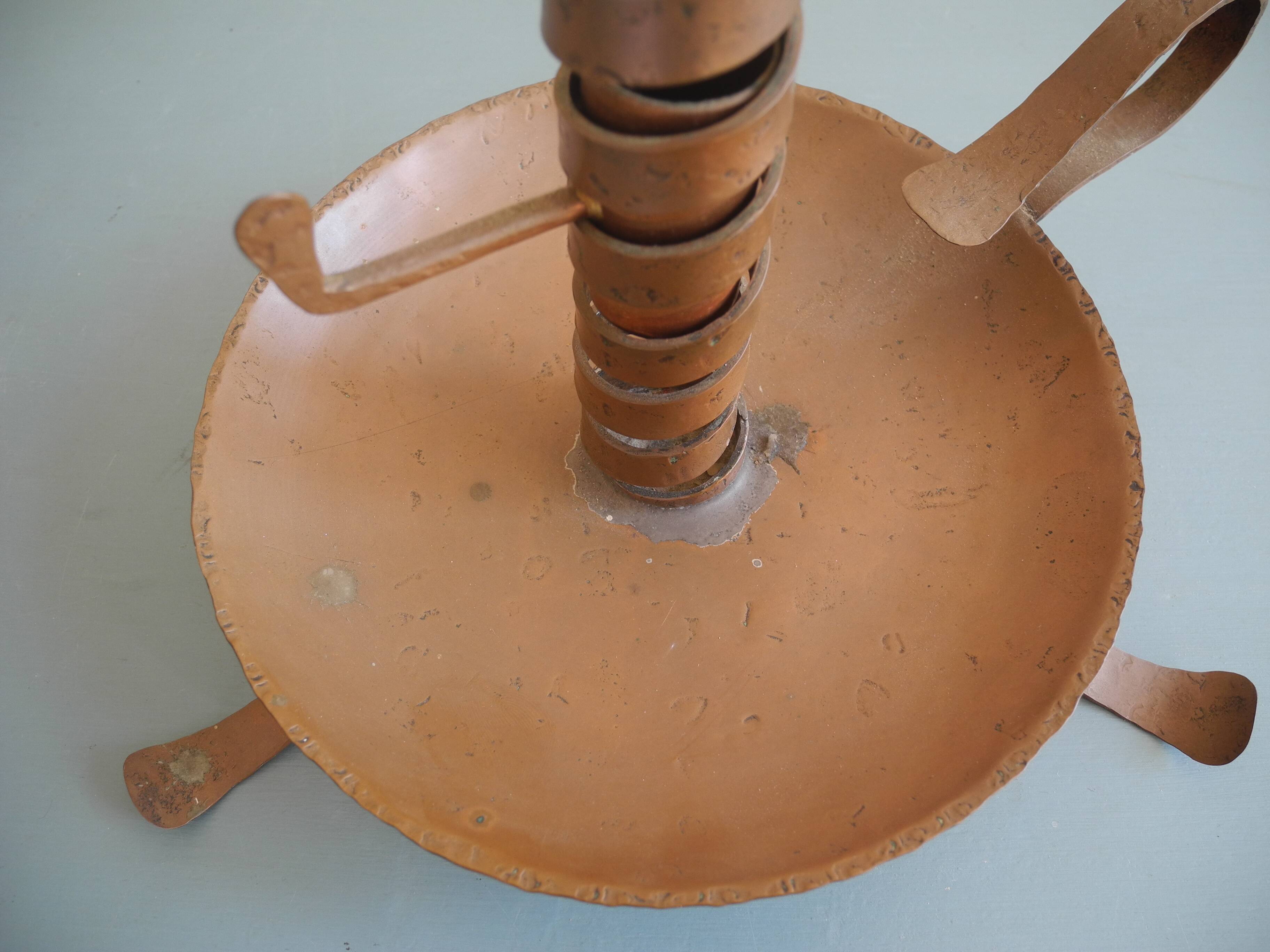 old pig tail rat cave copper candle holder