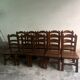 Brutalist wooden chairs – set of 10 (1970s)