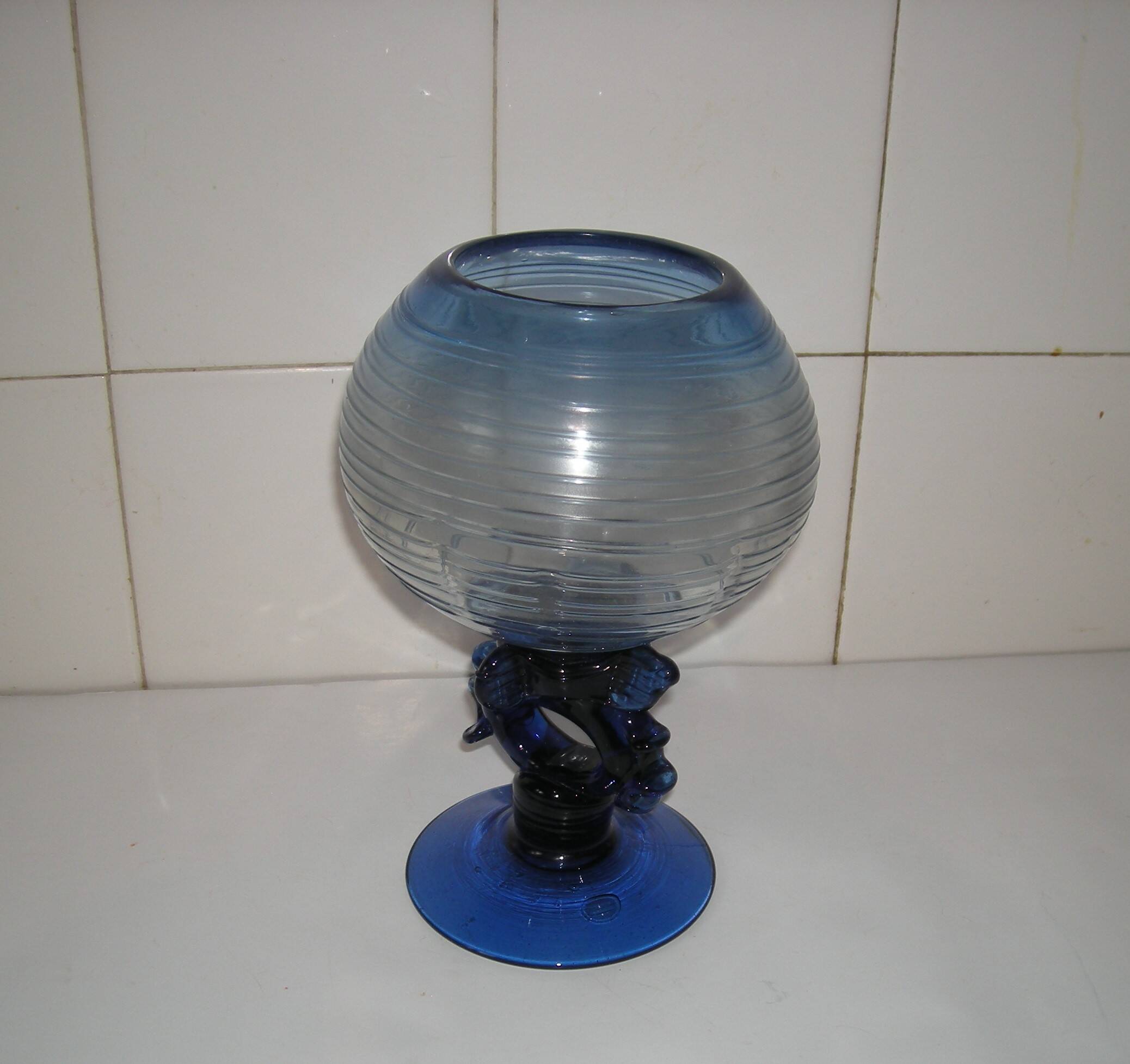 Coupe de verre Murano décorative bleu cobalt