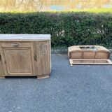 Parisian art deco sideboard in solid raw oak