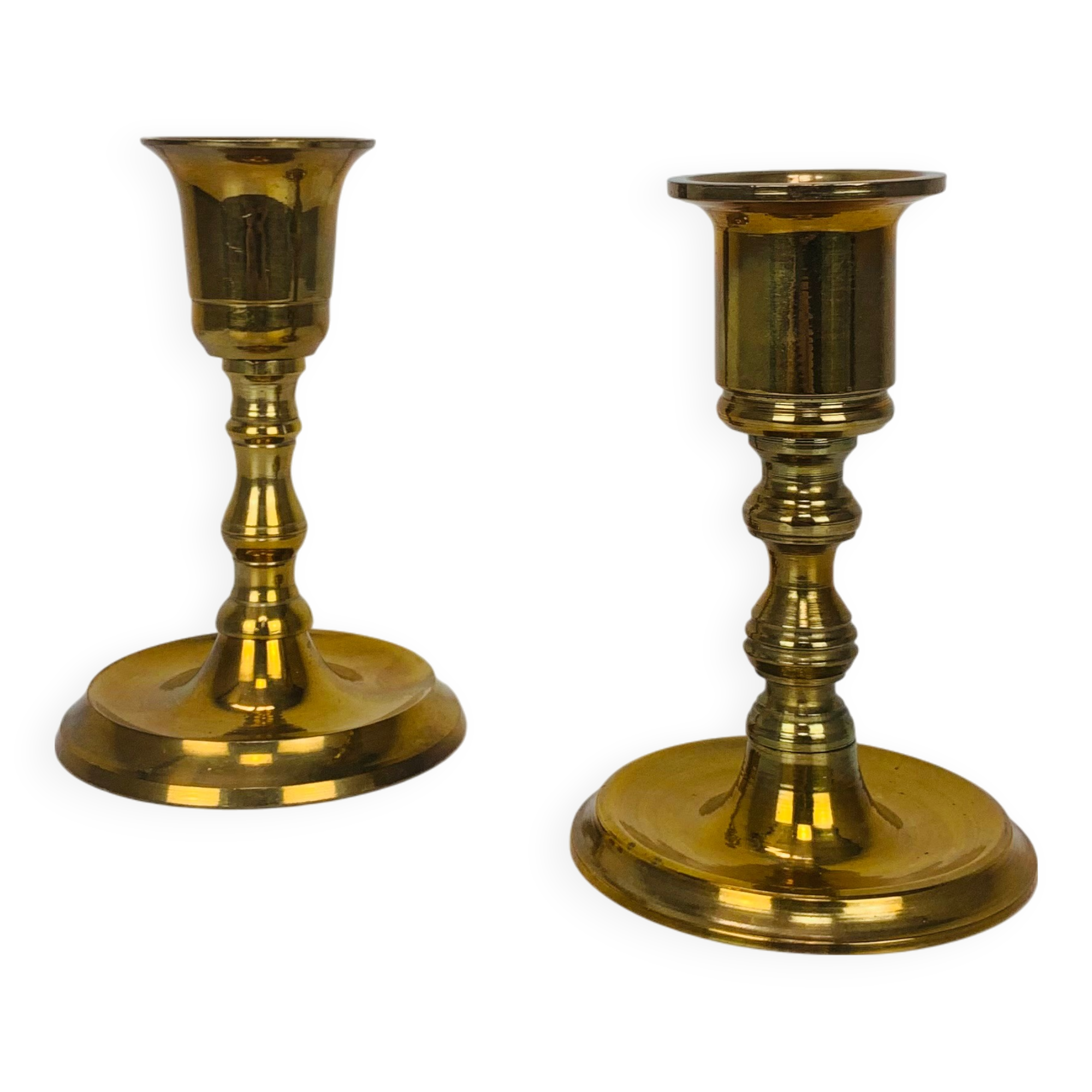 Pair of vintage gilded brass candlesticks