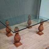 Glass and wood coffee table