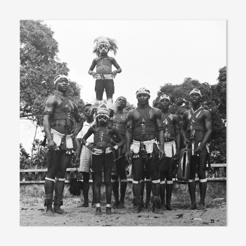 Photo ethno années 40 afrique cote d'ivoire abidjan danseurs de man  40x40cm,sur papier baryté