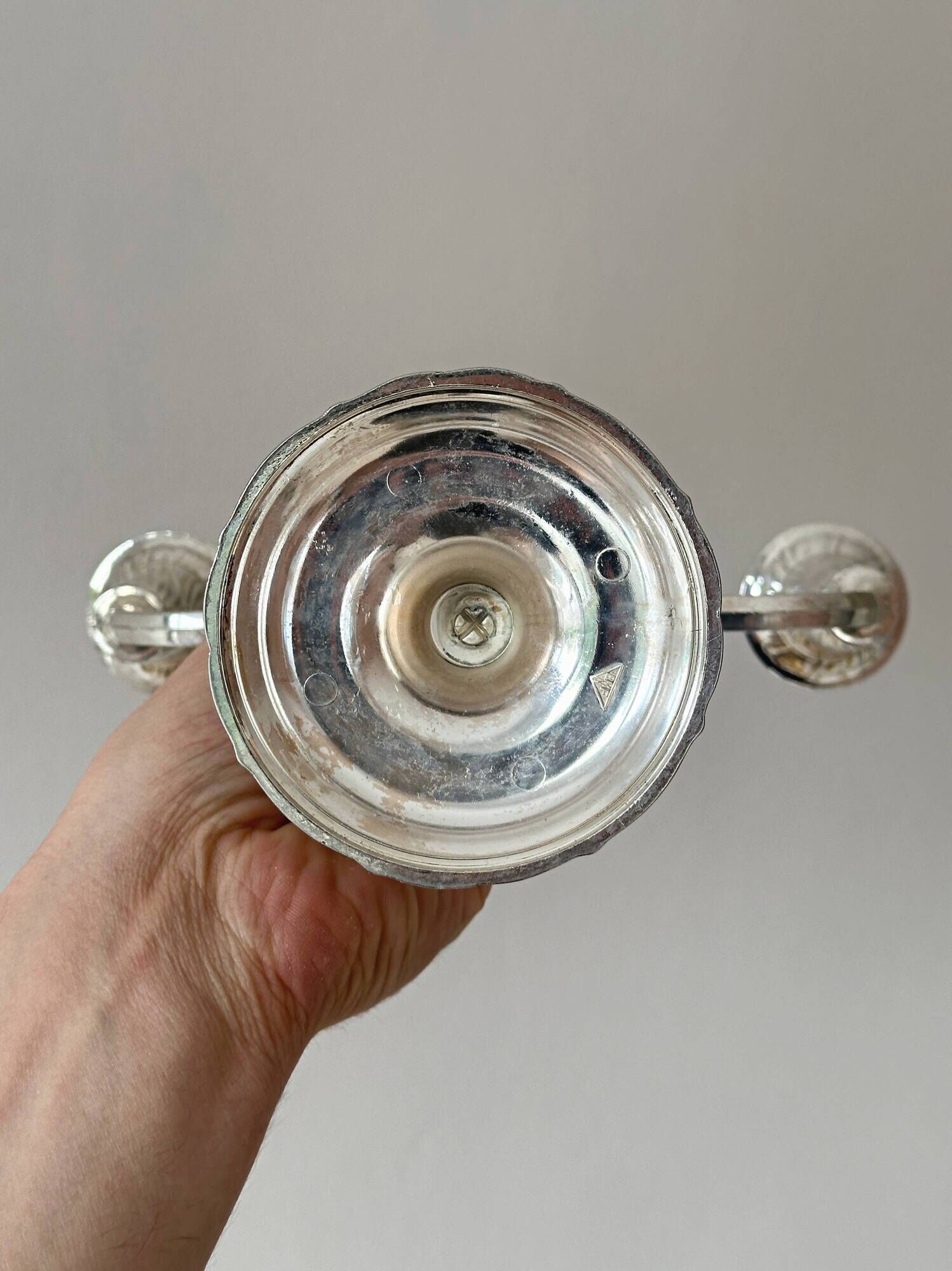 Silver three-branch candelabrum