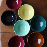 Set of 7 ceramic bowls – multicoloured textured design