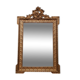 Mirror with pediment rocaille in gilded wood and stucco Louis XV style