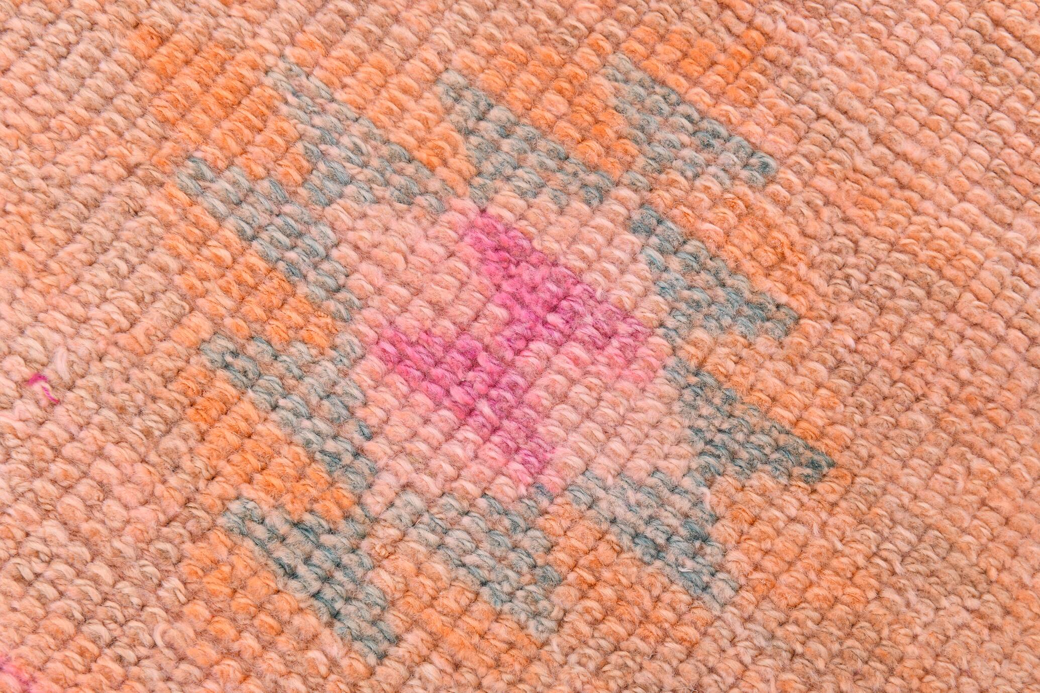 Peach & Pink Hallway Vintage Runner Rug, 84x310Cm