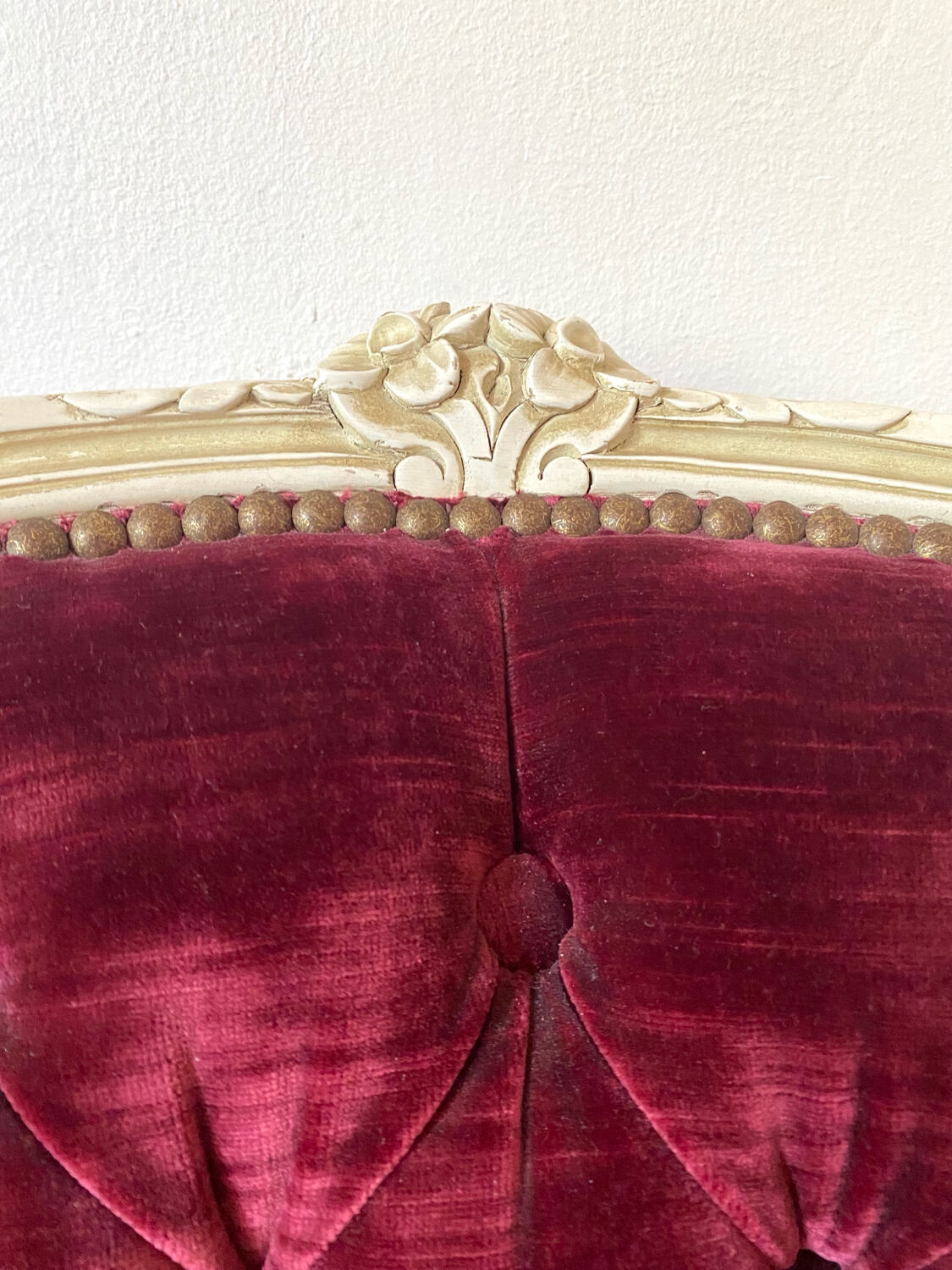 Pair of Louis XV style upholstered velvet armchairs