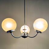 Lustre en chrome et verre dépoli des années 1950