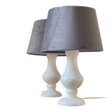 Paire de lampes en albâtre vintage