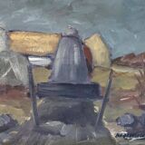 Original Swedish Mid-Century Oil on Canvas “Chair” by Jan Erik- Vintage & Framed