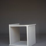 Tabouret cube minimaliste en contreplaqué. Années 1960
