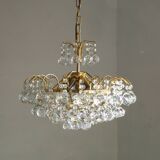 Large mid-century brass & crystal glass ceiling lamp from christoph palme