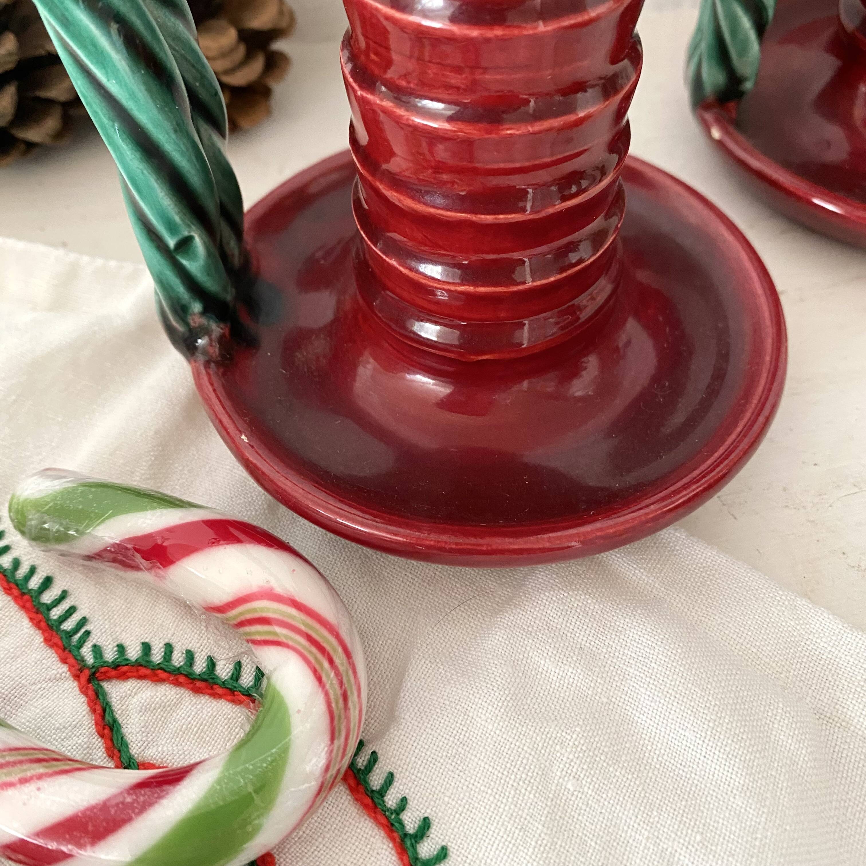 1950s earthenware candlesticks