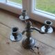 Vintage tin chandelier with 3 lights – Antique stamped candelabrum – H 20 cm