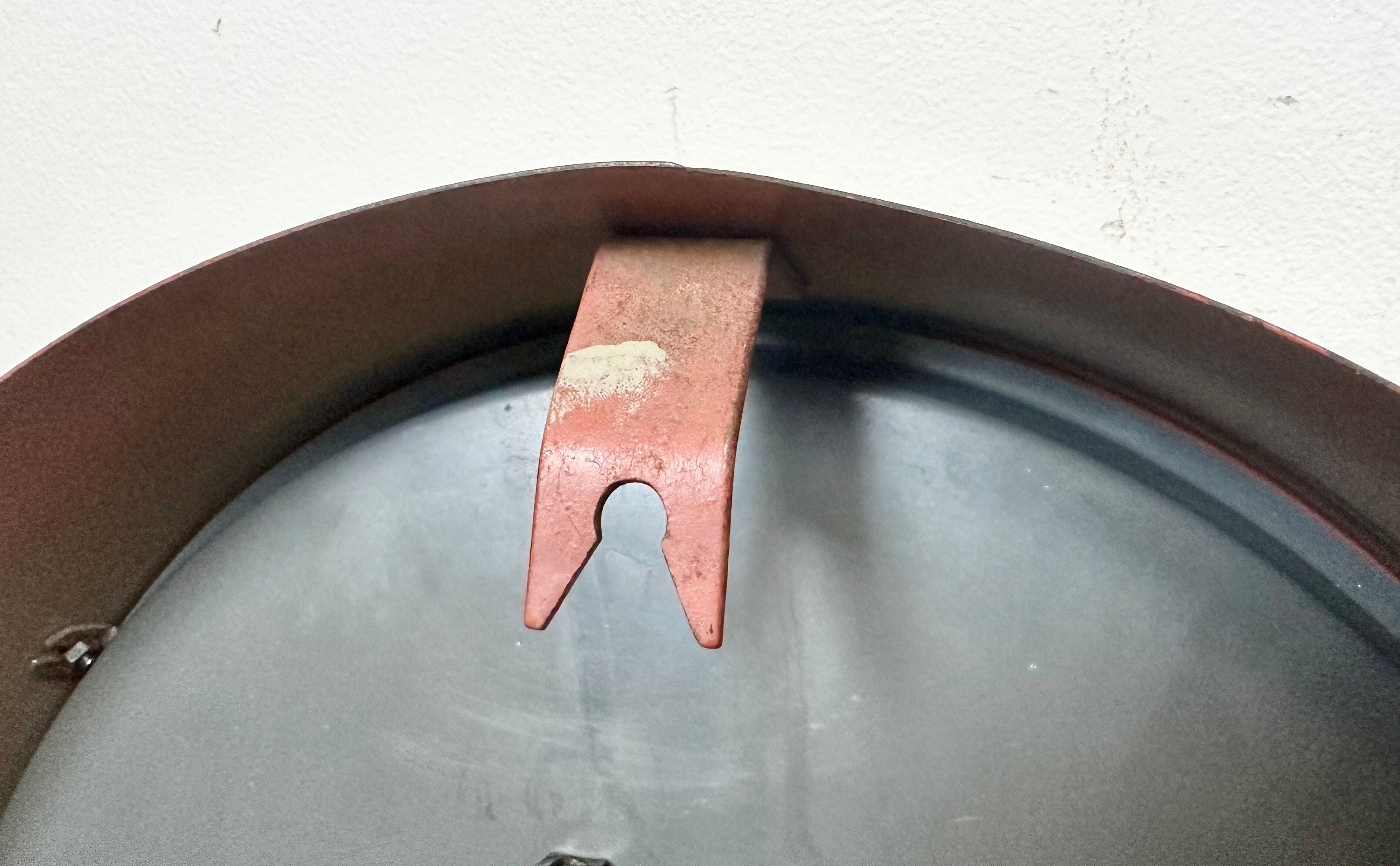 Grey Industrial Factory Wall Clock from Pragotron, 1950s