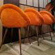 Set of 3 chairs, egg-shaped armchairs with compass legs, 1950