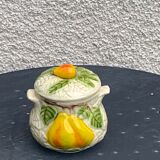 Slurry pattern pears and vintage glazed ceramic grape