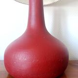 Vintage burgundy ceramic lamp and custom-made lampshade